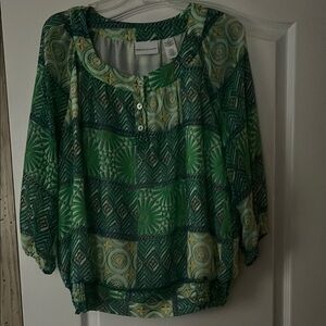 Green Patterned Women's Top